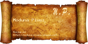 Moduna Piusz névjegykártya